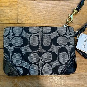 NWT Coach Black Logo Wristlet